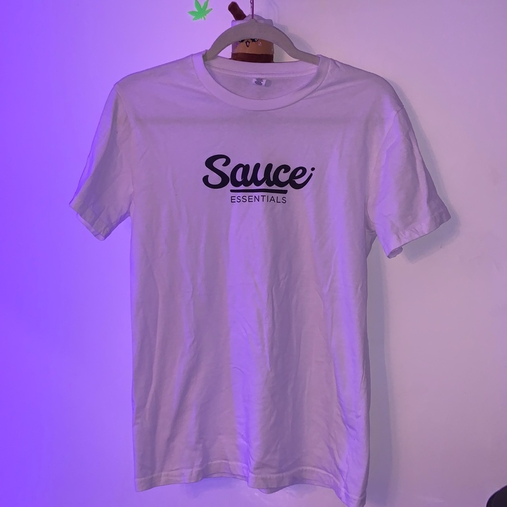 Sauce essentials cannabis brand logo tee
